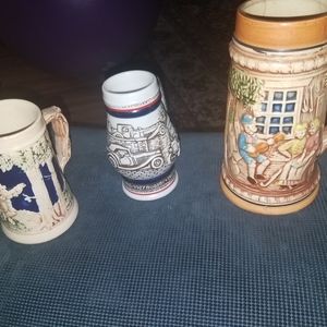 3 vintage beer mugs